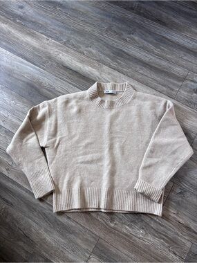 Zara Beige Crewneck Sweater - Relaxed Knit